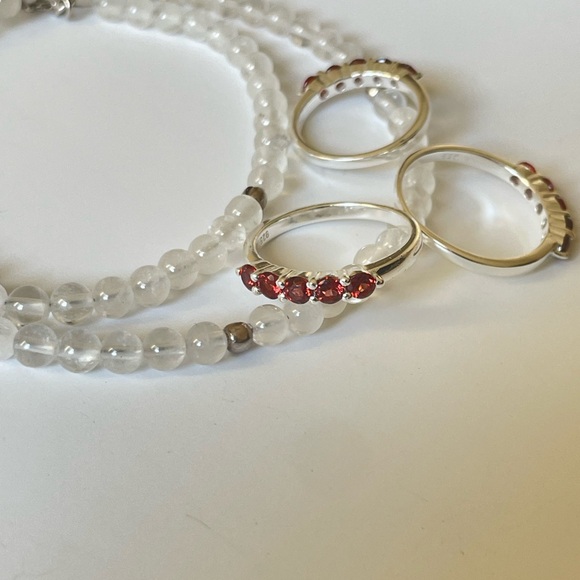 925 Sterling Silver Natural Garnet Band “Vibes” Sizes available US:5,7,8,9 - Picture 8 of 16